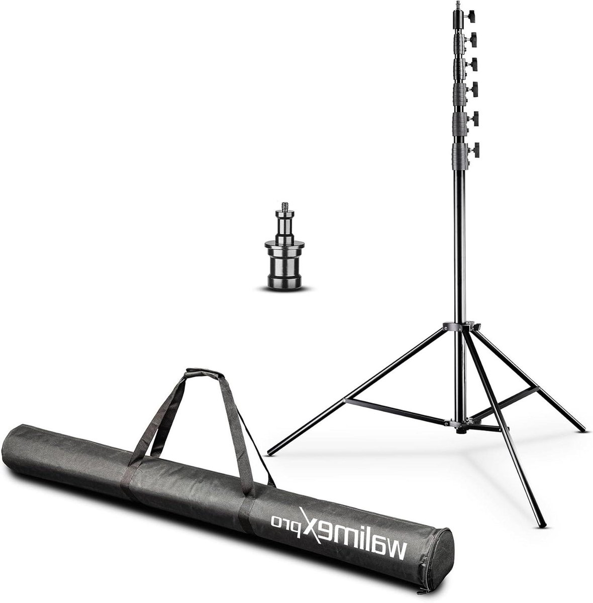 Lampstatief Jumbo - Lichtstatief Aluminium - Fotografie Studio - Luchtvering - 730 cm - Zwart