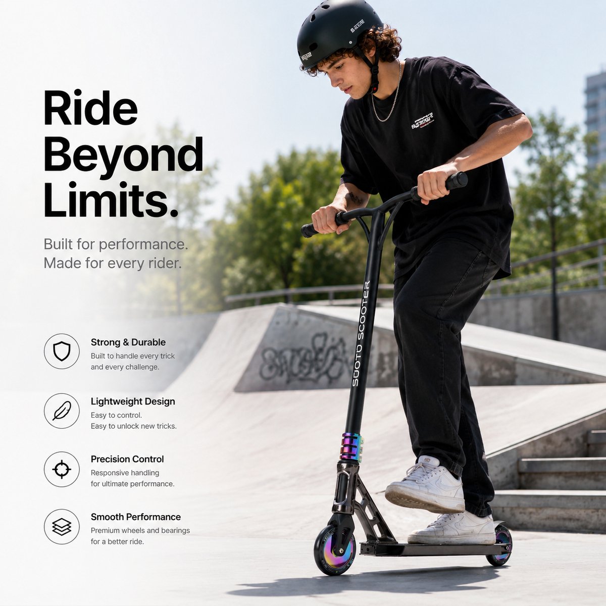 Suotu Stuntstep Professioneel - Step - 110mm - Speelgoed Jongens/Meisjes - Kinderstep - ABEC-9 - 100KG - Aluminium — afbeelding 2