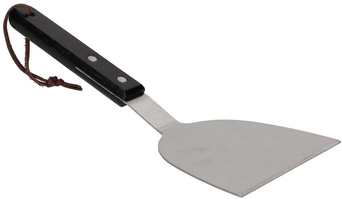 JENS Living Hamburger Flipper Woody Zwart – RVS Spatel met Acacia Houten Handvat voor Perfecte Hamburger BBQ