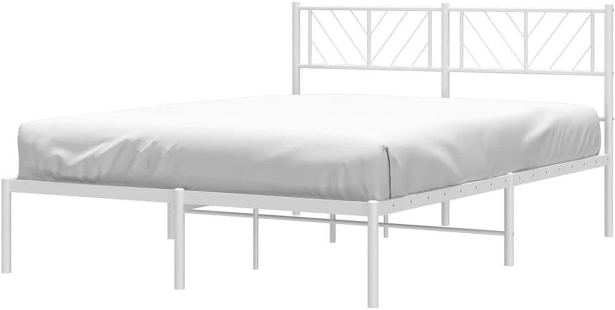 Metalen Bedframe - Ledikant Hoofdbord - Slaapkamer Inrichten - Robuuste Staalconstructie - 120x200 cm - Wit
