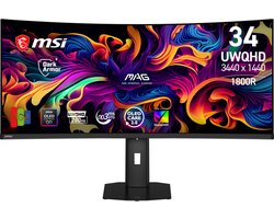 MSI MAG 341CQP QD-OLED X28 - Curved UWQHD QD-OLED Gaming Monitor - 280Hz- 34 inch - USB-C 15W PD