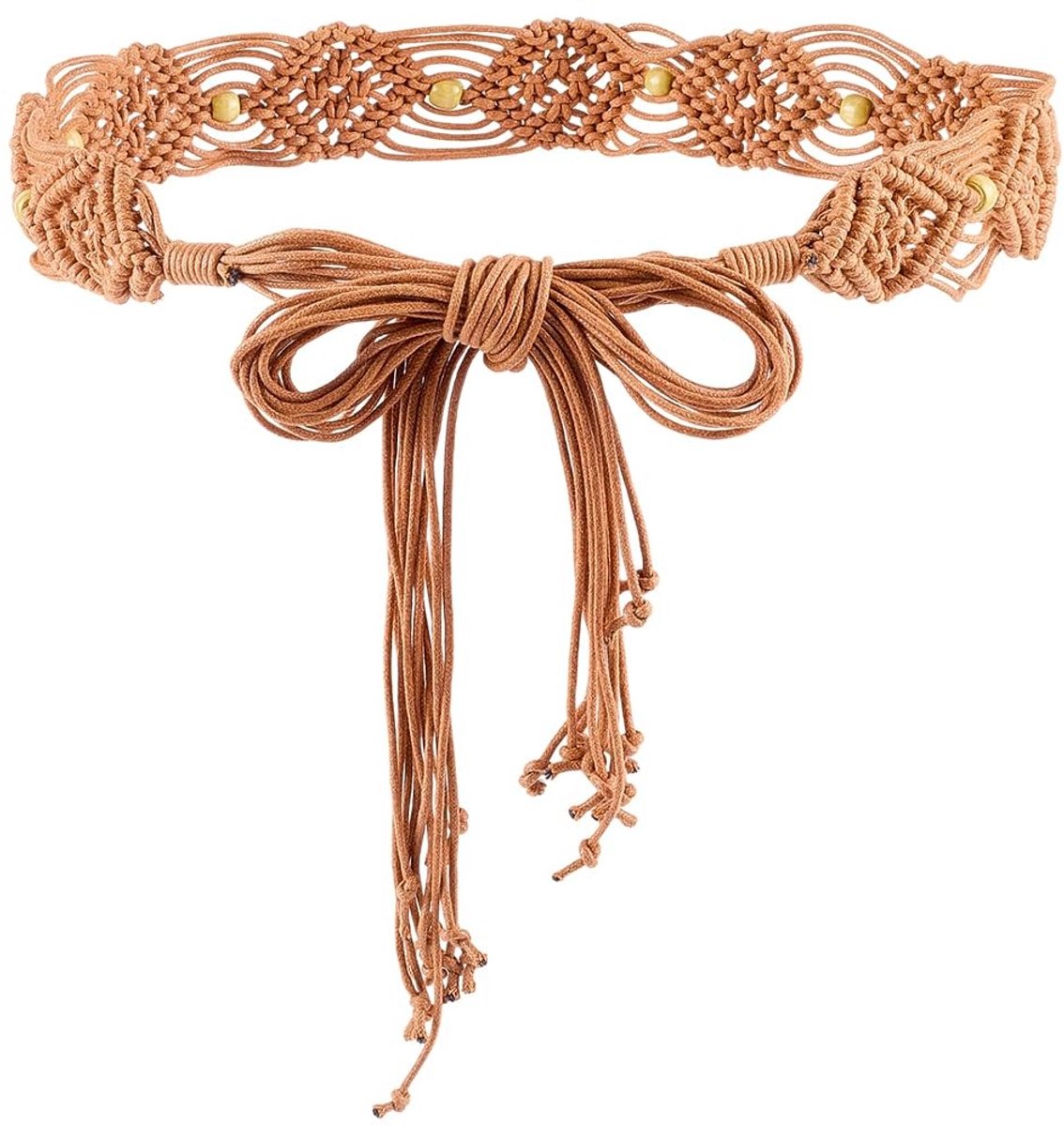 Allecto - Gevlochten Riem - Vrouwenmode - Handgeweven Katoen - Met Kwastjes en Parels - Trendy Accessoire - Perfect voor Casual Outfits - Ideaal vo...