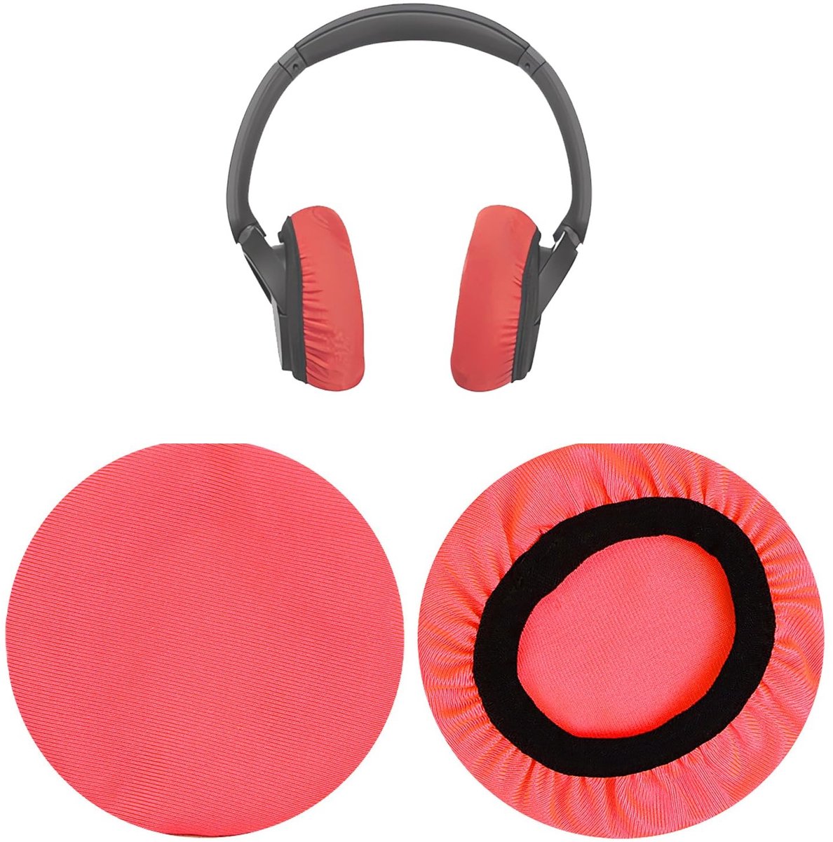Allecto - Universele Hoofdtelefoon Cuffs - Ademend, Wasbaar en Herbruikbaar - Geschikt voor 9-10.5 cm Hoofdtelefoons - Rood