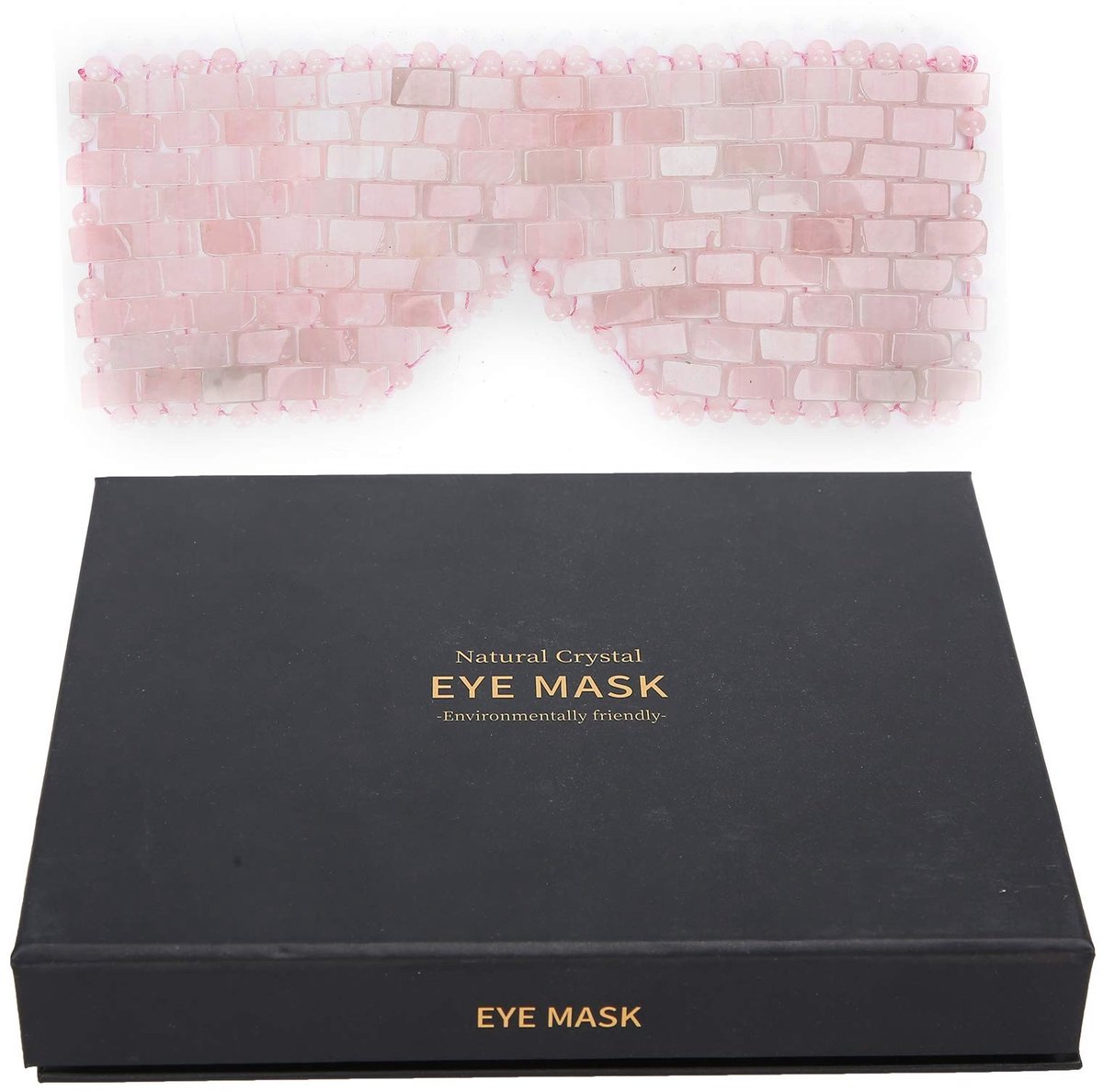SnelShoppen - Jadestone Oogmasker, Gezichtsmassager, Slapen Verzorgingshulpmiddel, Warm of Koud, Vermindert Donkere Kringen (Rozenkwarts)