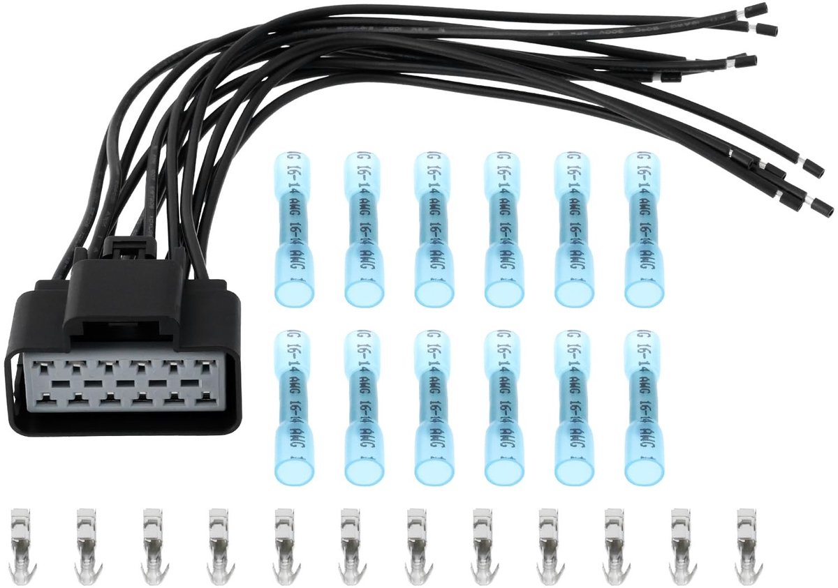 Allecto - WPT928 12-Pins Auto Bedradingsharnas met Krimpkousen en Klemmen - Compatibel met Ford en Lincoln