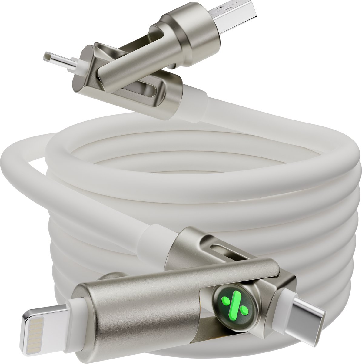 Reovo - Oplaadkabel - datakabel - Usb A, C naar usb C en Apple lightning - 1.2 meter lang - geschikt voor Samsung en iPhone 15,16,17, Pro, Max - wit