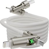 Reovo - Oplaadkabel - datakabel - USB C Kabel - Usb-A, C naar usb-C en Apple lightning - 1.2 meter lang - geschikt voor Samsung en iPhone 15,16,17, Pro, Max - wit