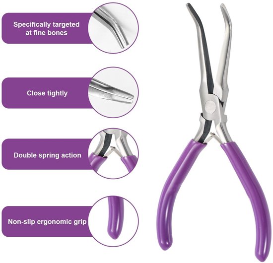 Allecto - Herringbone Pliers - Visgereedschap - Ergonomische handgreep - Paars - Tweezers voor vissers - Ideaal voor het voorbereiden van vis - 14,... — afbeelding 4