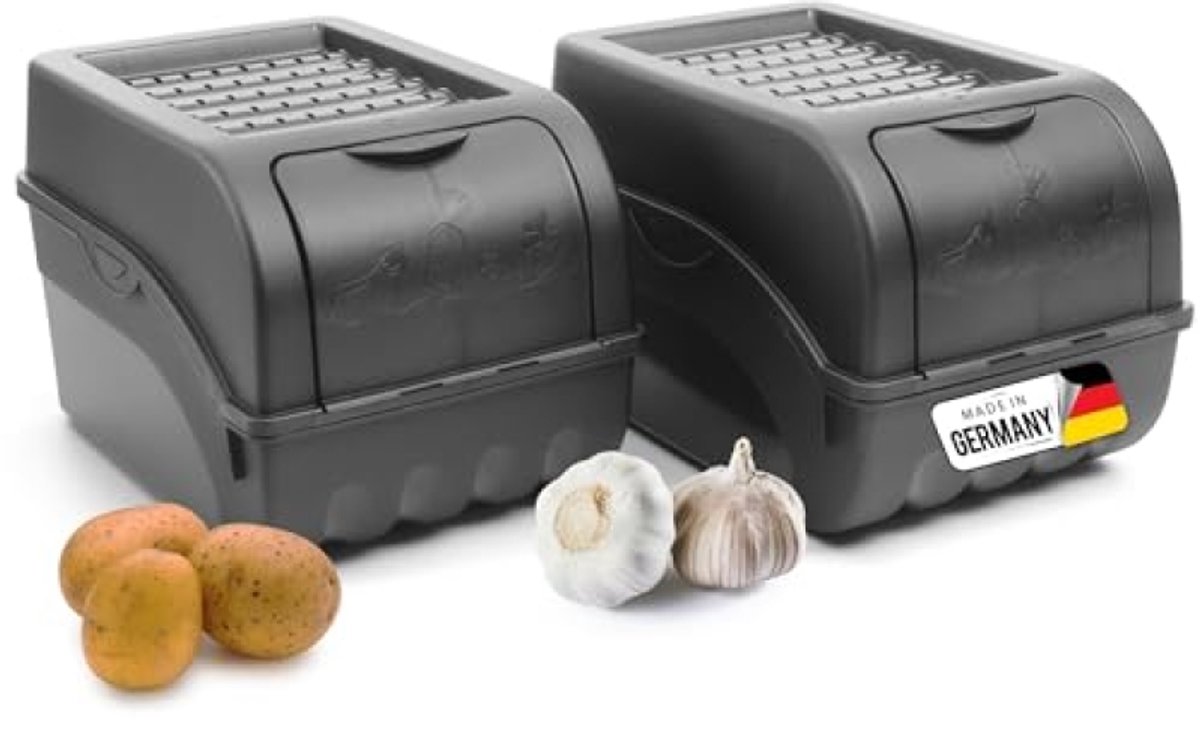 PromoHome Aardappelopbergdoos 2 stuks, 5 liter, antracietgrijs, stapelbaar