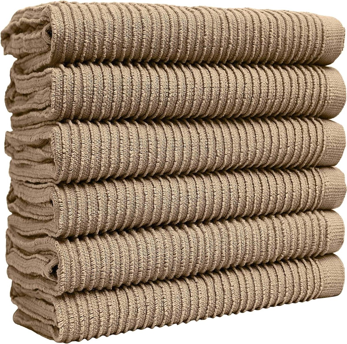 Grote Theedoek Set - Keukendoeken Katoen - Keuken Opruimen - Geribbelde Terry Textuur - 40 x 66 cm - Bruin