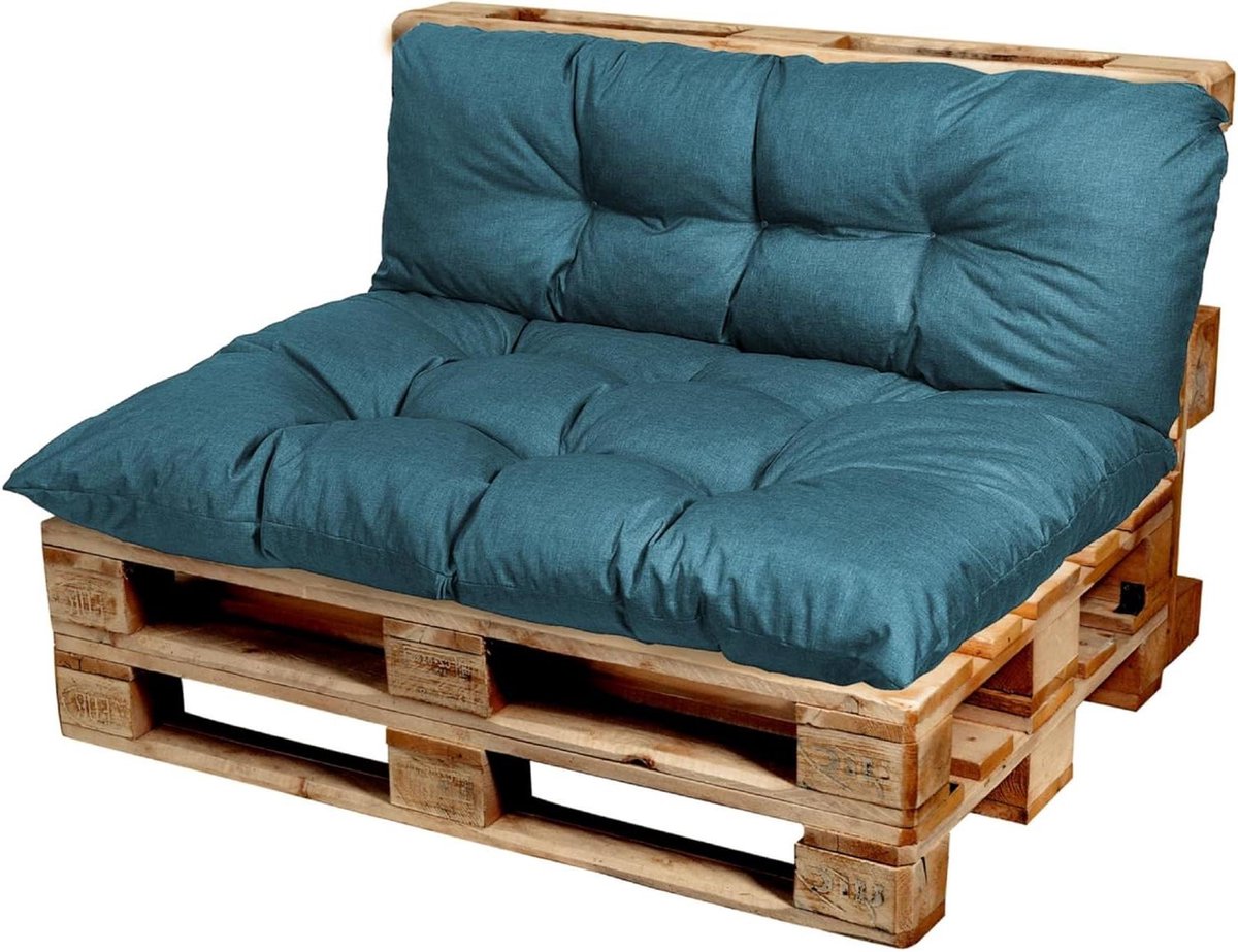 Palletkussens - Zitkussen Rugkussen - Buiten Zitten - Waterdicht Materiaal - 120x50 120x40 cm - Turkoois