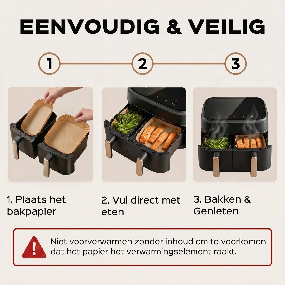 UNBOX Airfryer Bakpapier - Airfryer Accessoires - Bakpapier Airfryer - Airfryer Bakjes voor Philips Dual Airfryer - Bakpapier voor Philips Airfryer 3000/5000 Series - Airfryer Bakjes - 100 Stuks thumbnail 7