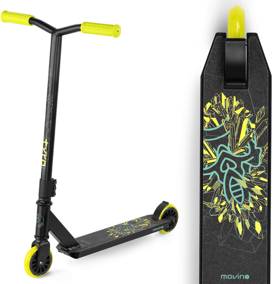 Movino Tyro - Freestyle Stuntstep - Lime - Flex-remmen - Y-stuur - Peg-cut