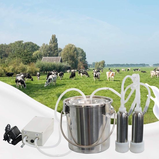 OmGoods - Dailygoody - Geitenmelkmachine - Draagbare Melkmachine - 3L Roestvrij Staal - Pulserende Vacuümpomp - Geitenhouder - Efficiënt Melken - EU-stekker van Omgoods — afbeelding 2