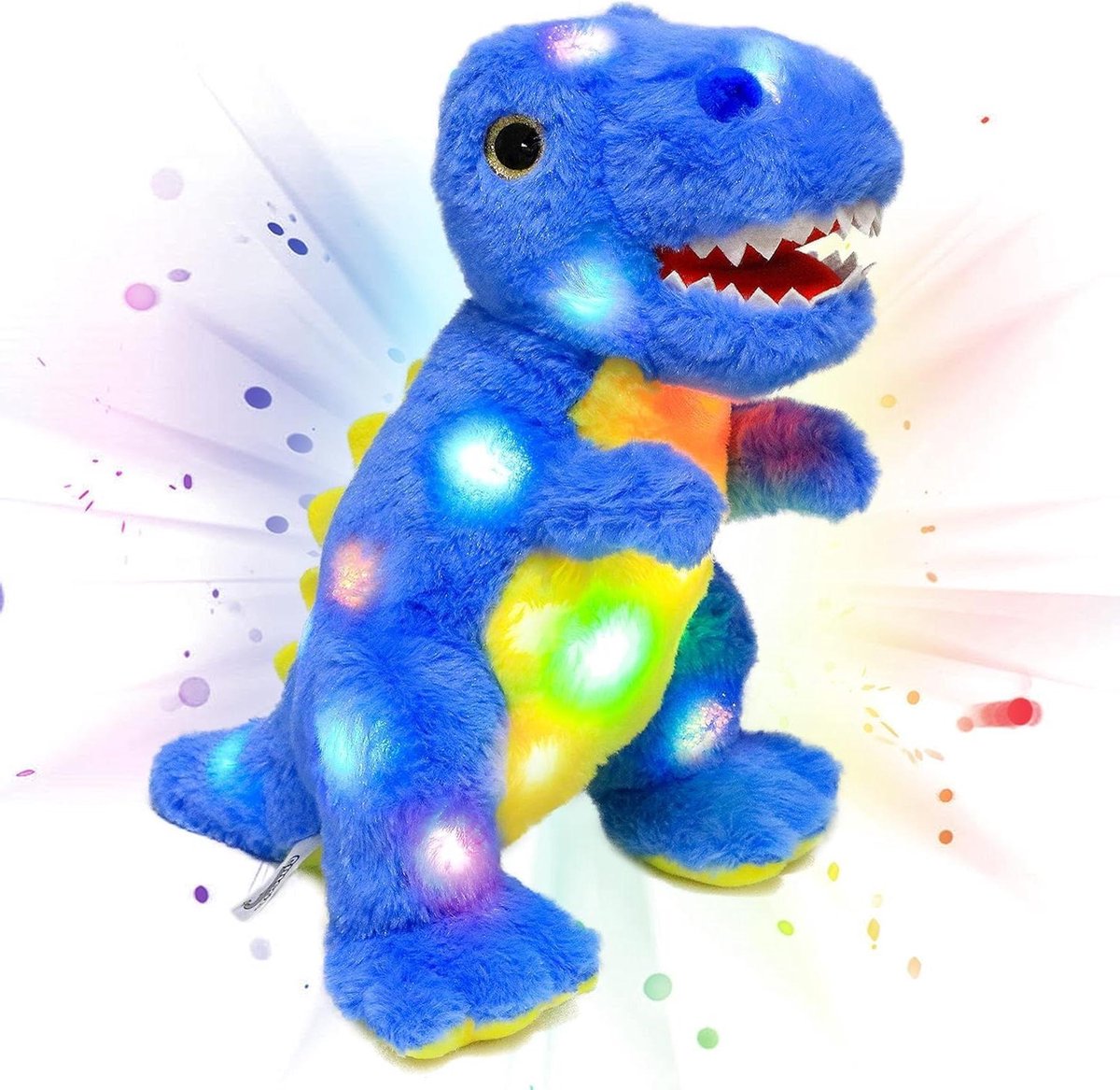 Dinosaurus Pluche Speelgoed - Dino Knuffel - Kinderkamer Decoratie - Met LED Verlichting - 30 cm - Blauw