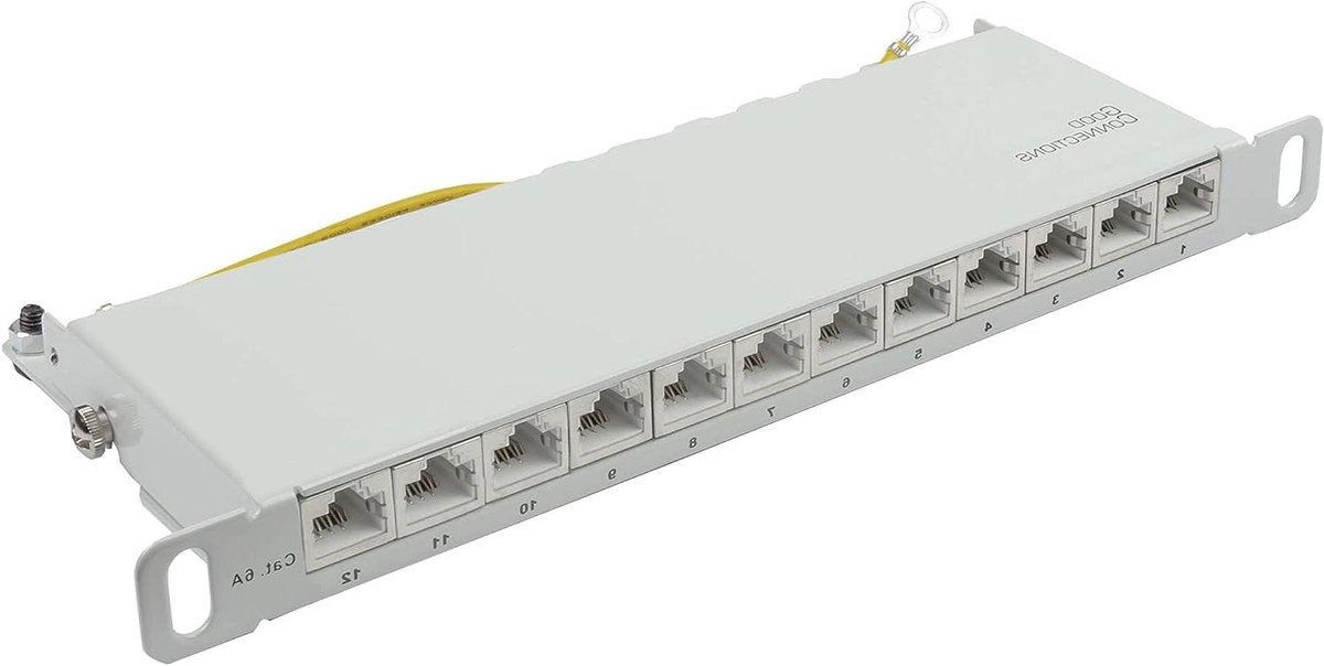 Patchpaneel - Netwerkpaneel - Netwerk Organiseren - 12 Poorten - 10 inch 1HE - Lichtgrijs