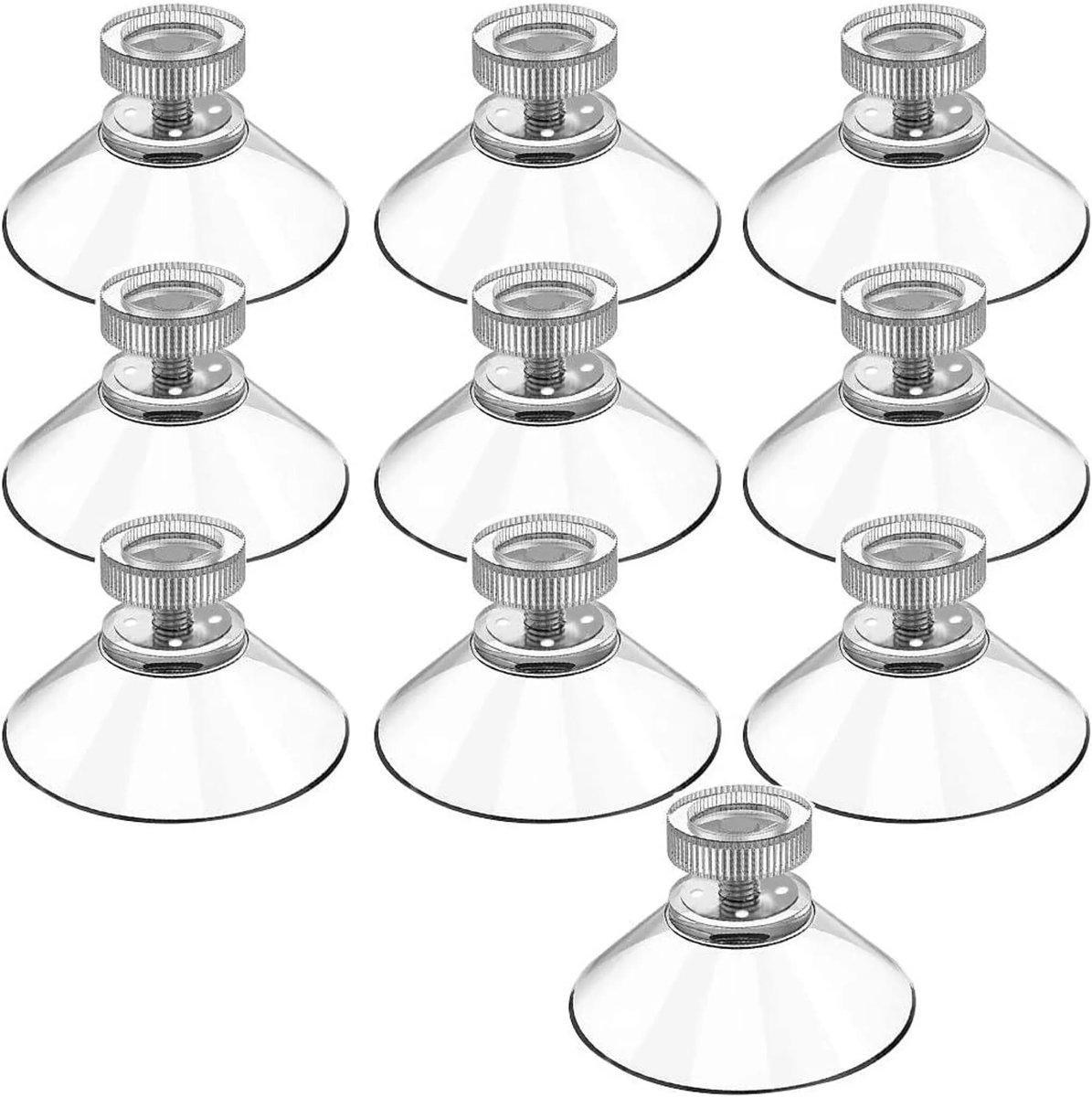 Een set van 10 zuignappen met schroefdraad en kartelmoeren, 40 mm in diameter, transparant, geschikt voor auto's, kamperen, ramen, zonnekleppen, enz.