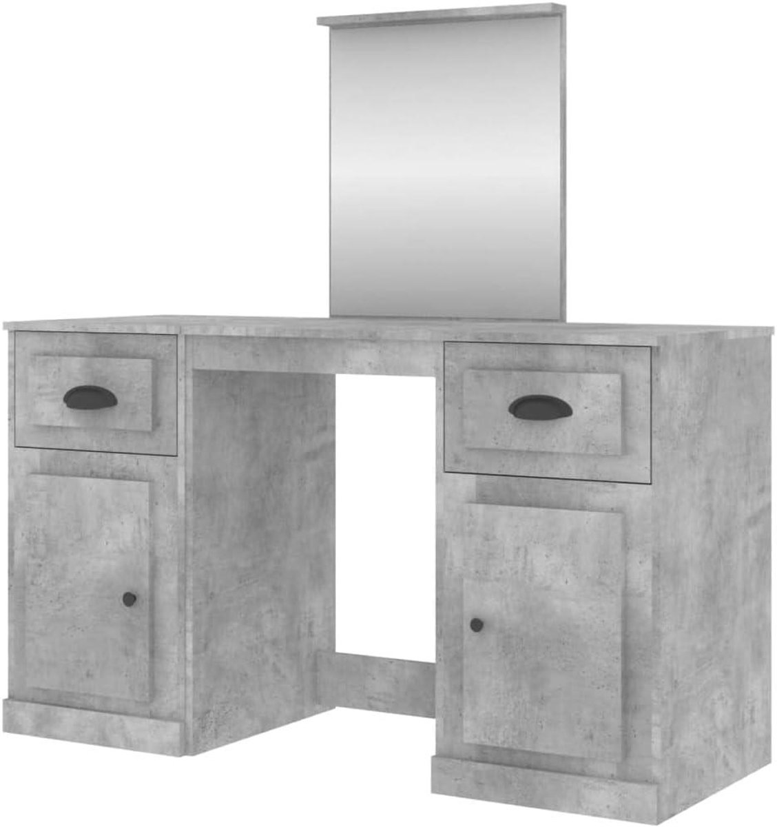 Kaptafel met spiegel - Make-up tafel tafeltje - Schoonheidsroutine - Modern praktisch ontwerp - 130x50x1325 cm - Betongrijs