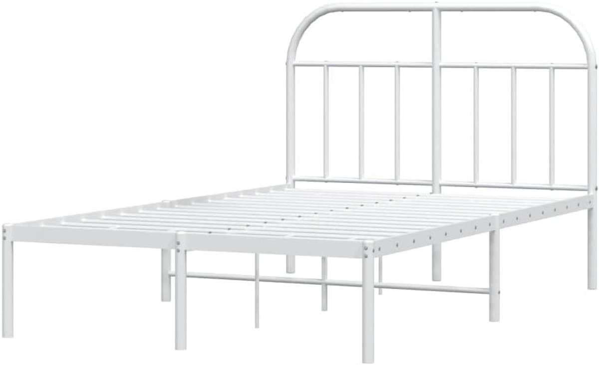 Metalen Bedframe - Ledikant Hoofdbord - Slaapkamer Inrichten - Robuuste Staalconstructie - 120 x 200 cm - Wit