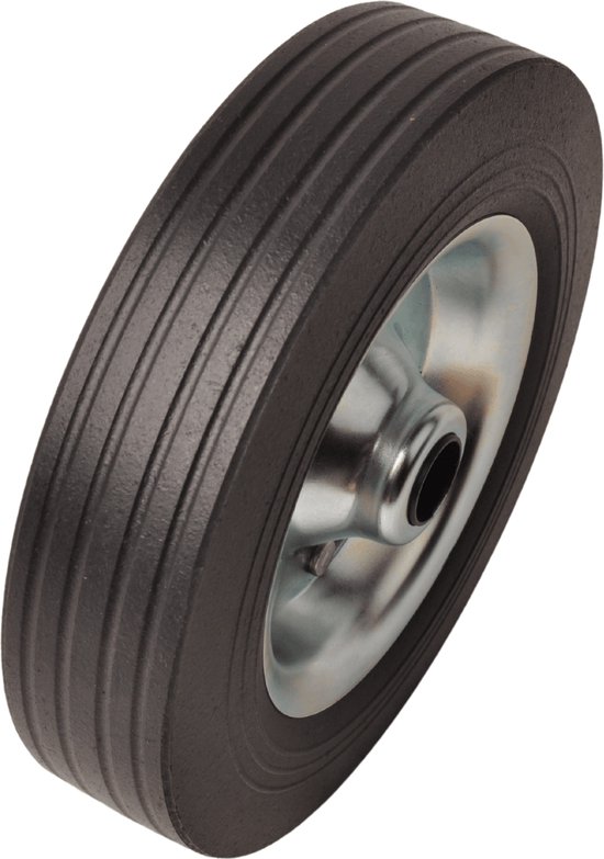 Losse stalen velg met Hard rubberen wiel 200 x 50. Past op neuswiel met buis van 48mm doorsnee. — afbeelding 3