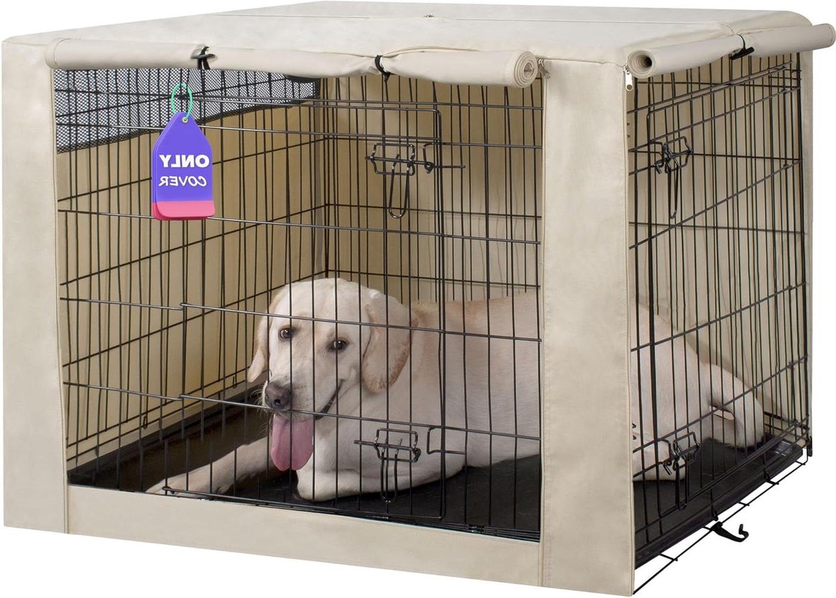 Hondenbench Hoes - Kennelhoes Hond - Huisdier Comfort - Waterdicht en UV-bestendig - 122 x 76 x 84 cm - Lichtbruin