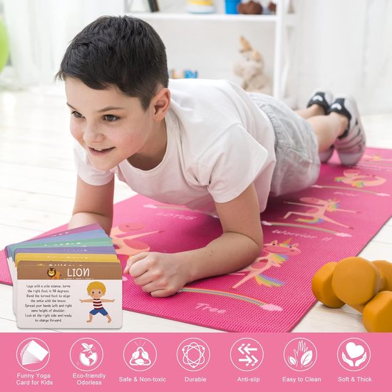 Kinder Yogamat - Oefenmat Peuters - Yoga Thuis - Antislip Ontwerp - 152 x 61 cm - Unicorn Print — afbeelding 4