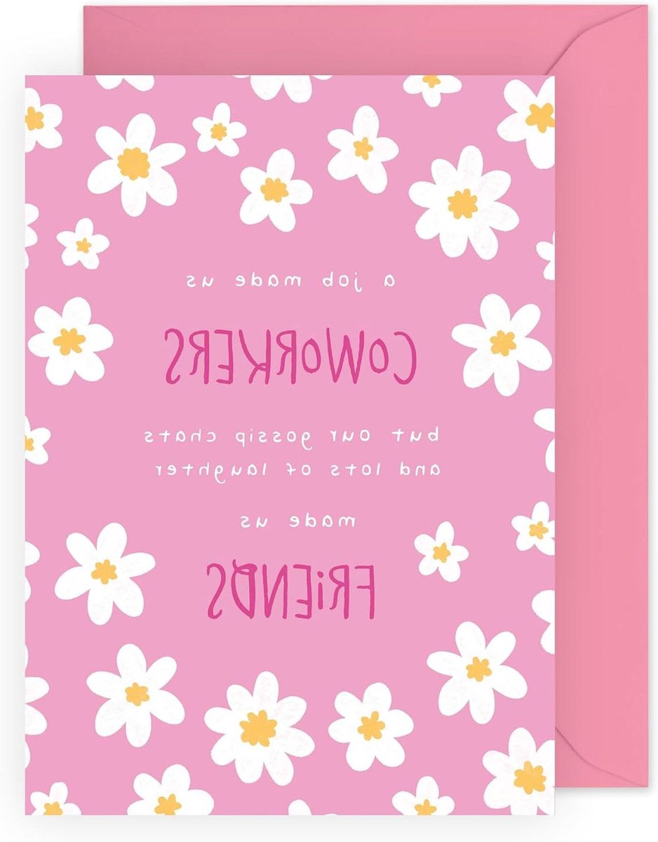 Wenskaart Collega - Kaart Kantoor - Gefeliciteerd - Met Stickers - 12 x 17 cm - Roze