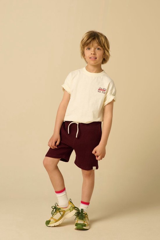 Donkerrode Wafelstof Short