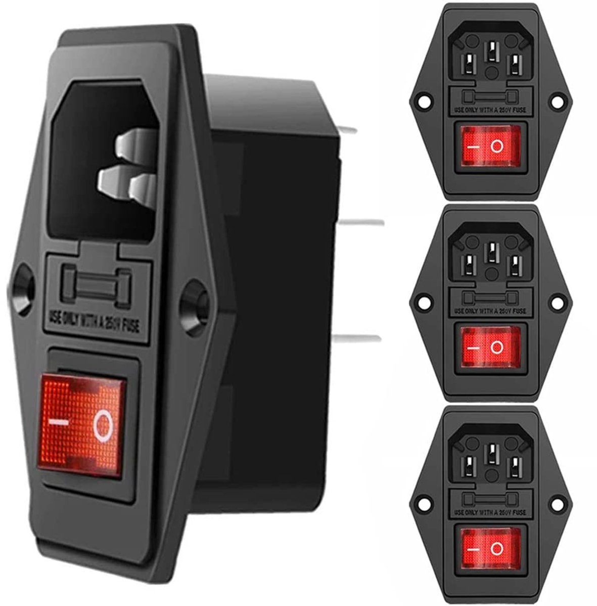 Allecto - Inlet Module Plug met Schakelaar - 10A Fuse - Ideaal voor Laboratoria en Industrie - Elektrische componenten - Veiligheid - Hoogwaardige ...