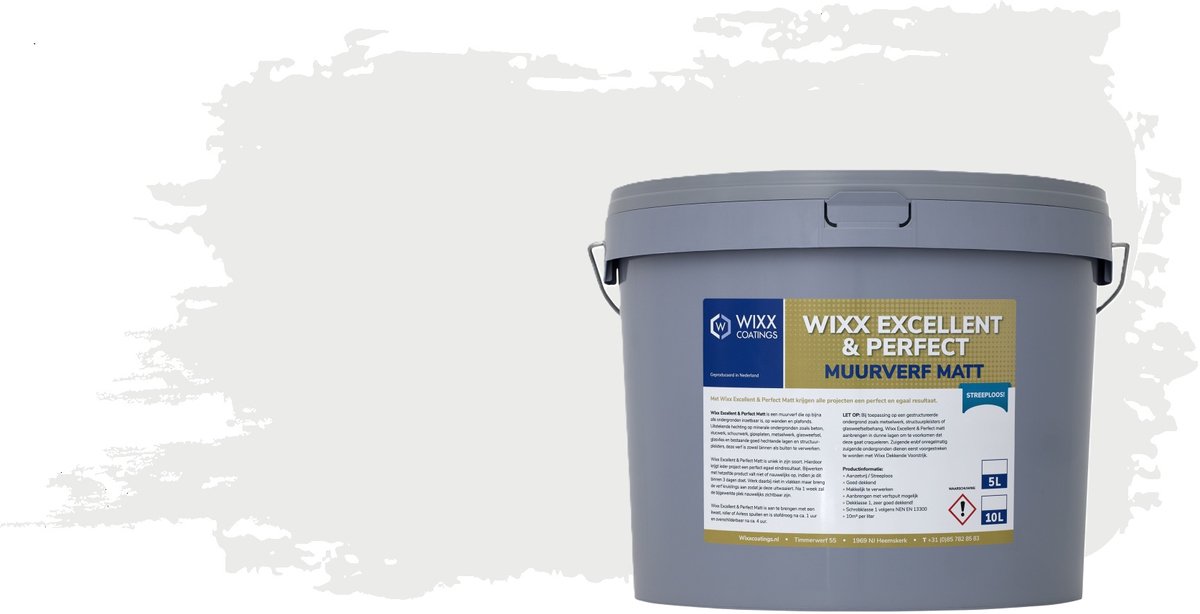 Wixx Excellent en Perfect Muurverf Matt - 10L - RAL 9003 Signaalwit