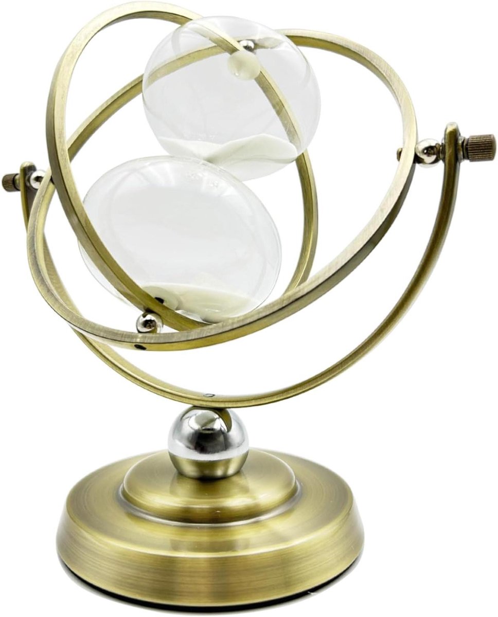 Klassieke Zandloper - Zandklok Timer - Tijd Beheren - 720 Graden Draaibaar - 225 x 24 cm - Wit