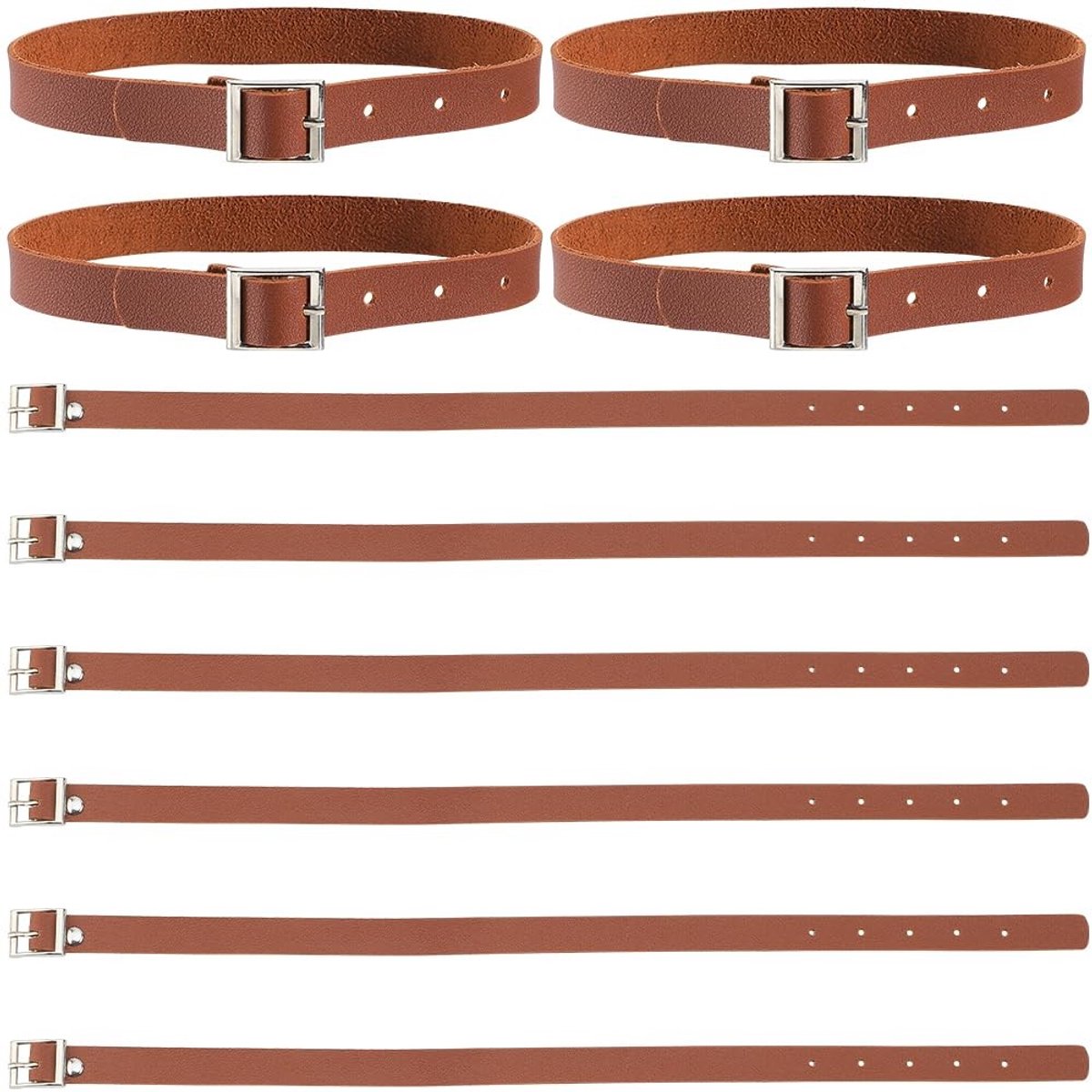 Allecto - Kilt Extender - 10-delige set - PU leer - Bruin - Luggage Belts - Traditionele schotse accessoires voor kilt - 44 x 2.2cm
