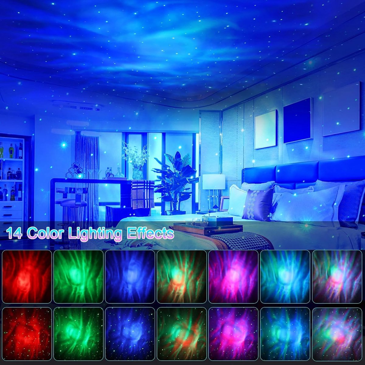 LED Ster Projector, Galaxy Projector met Afstandsbediening, Verstelbare Snelheid en Helderheid Night Light, Kinderen en Volwassen Party Decoratie – foto 2