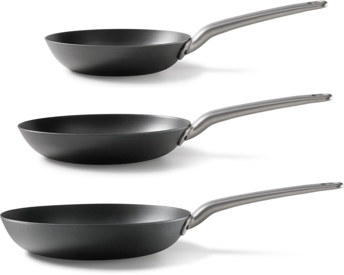 Skottsberg – 3 delige Koekenpannenset - Carbon Steel – 20, 24 & 28 cm - PFAS vrij - Geschikt voor inductie en oven