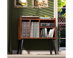 SNJY® Platenspeler Meubel - Platenspeler Kast - LP Houder - Platenhouder - 36,6D x 66B x 64H - Bruin