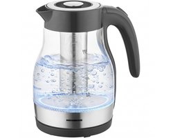 Heinner Glazen Waterkoker - 1,7 L - 2200W - Zwart - Met Uitneembaar Theefilter / Kalkfilter - Automatische Uitschakeling - Droogkookbeveiliging - 360° Draaivoet