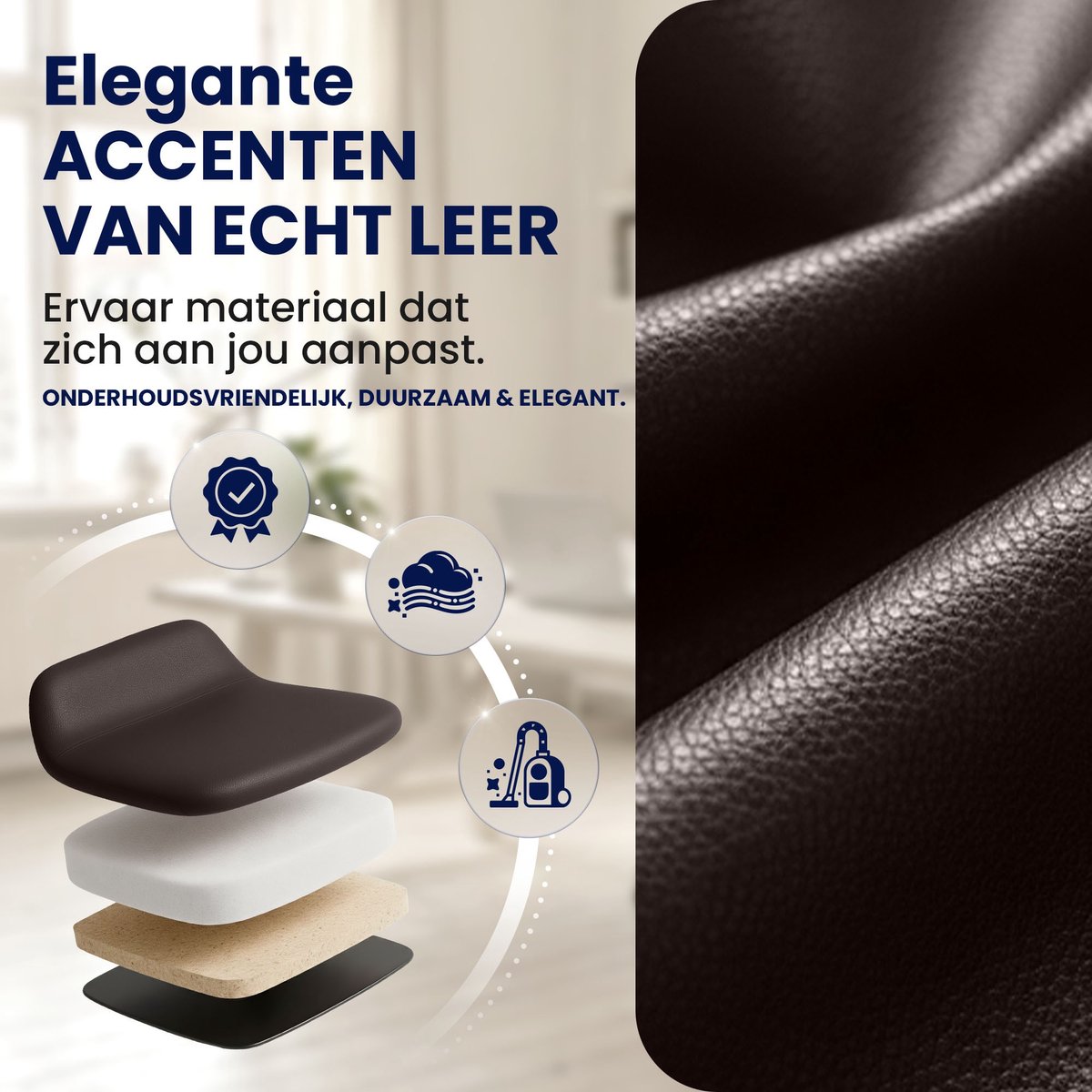 CLP Pacific Bureaustoel met Massagefunctie - Echt Leer - - afbeelding 3
