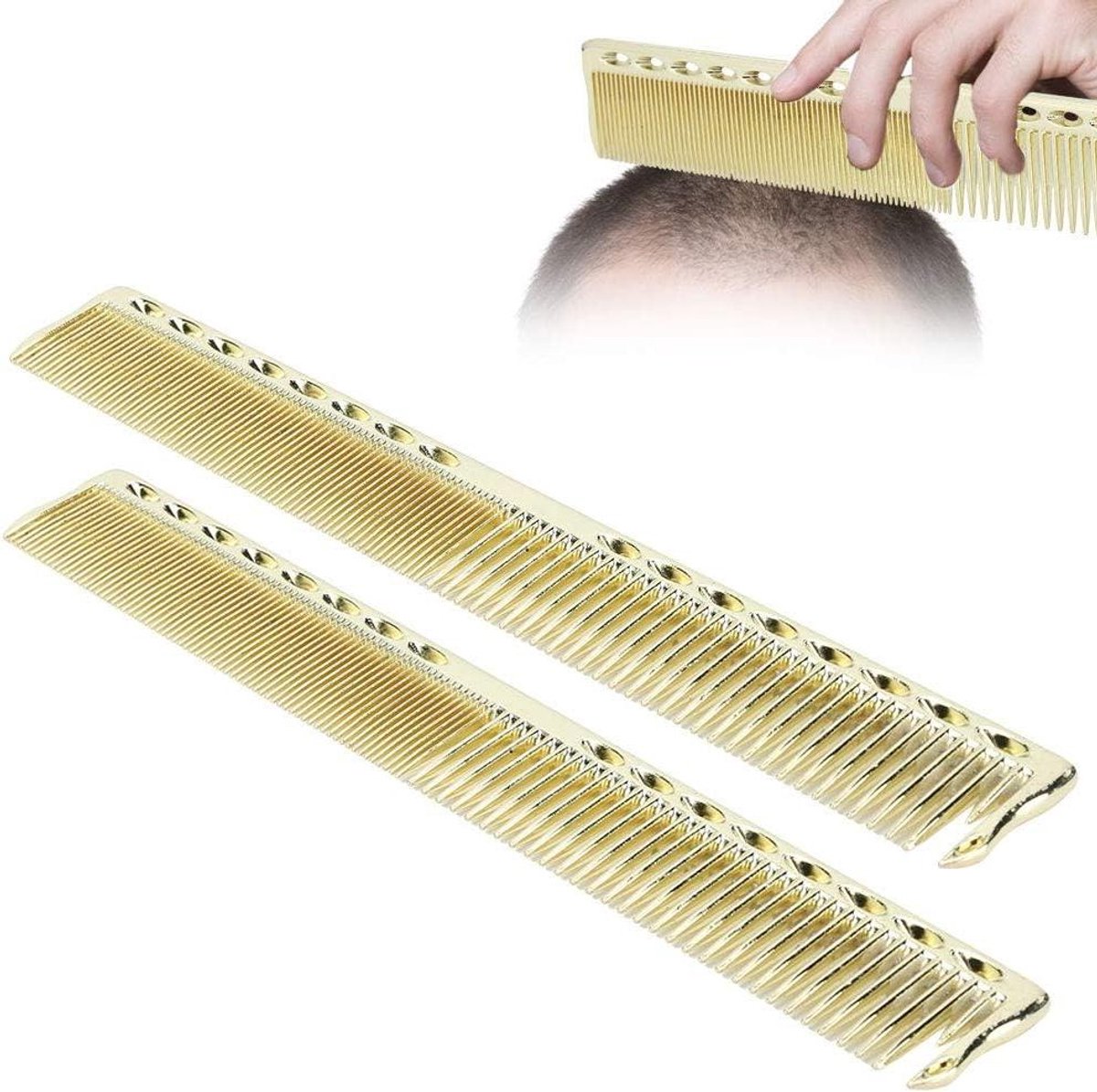 Kappers Kam - Styling Tool - Haar Stylen - Roestvrij Staal - 20 cm - Goud