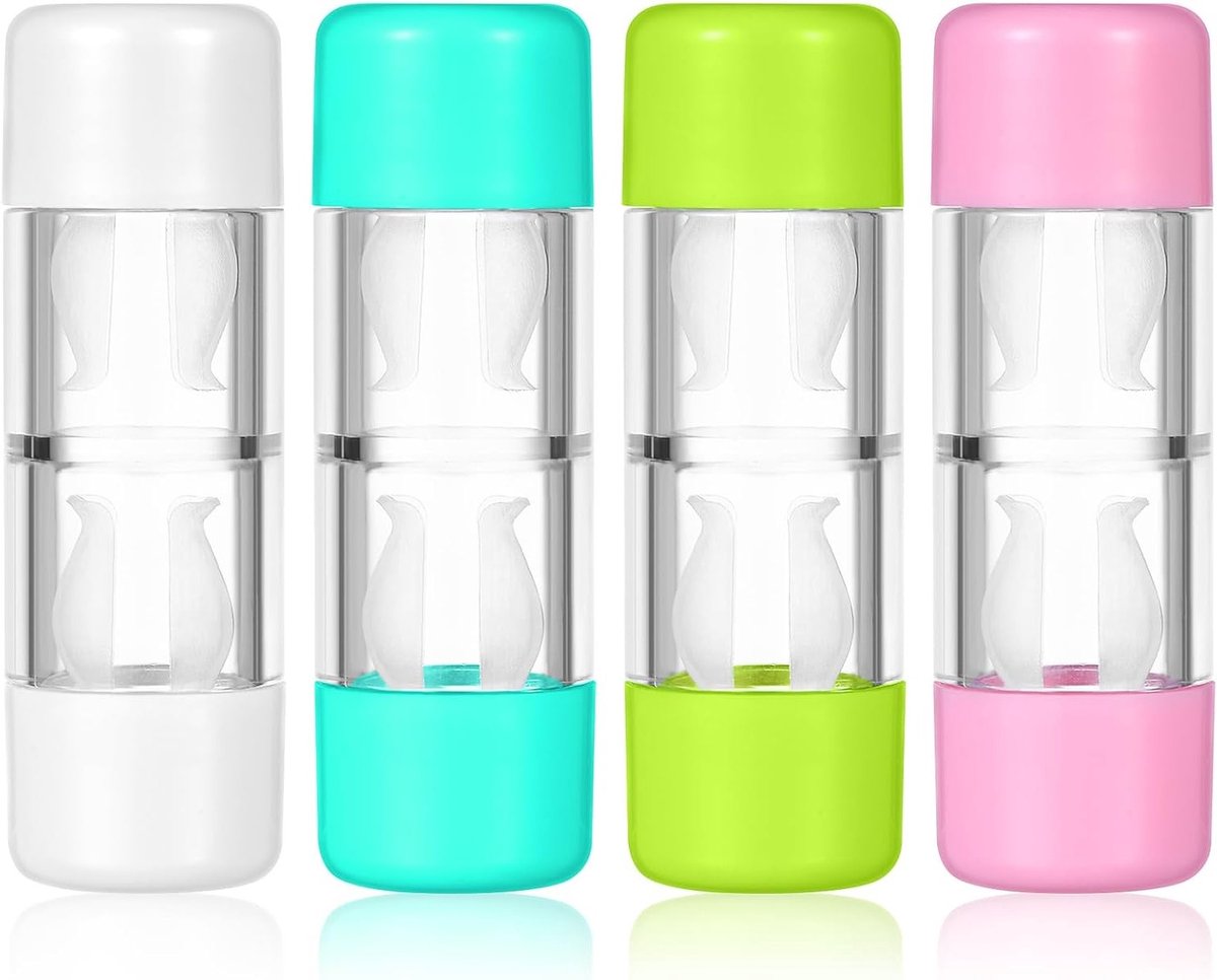 Set van 4 hardshell opbergdozen voor contactlenzen, compacte reiscontainers voor dagelijks gebruik en bescherming