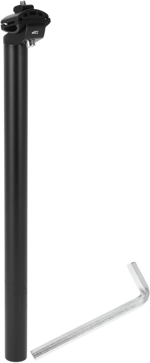 Verstelbare zadelpen voor fiets, 30,4 x 450 mm, aluminium, extra lang, met bevestigingsclip en hoekverstelling voor optimaal comfort