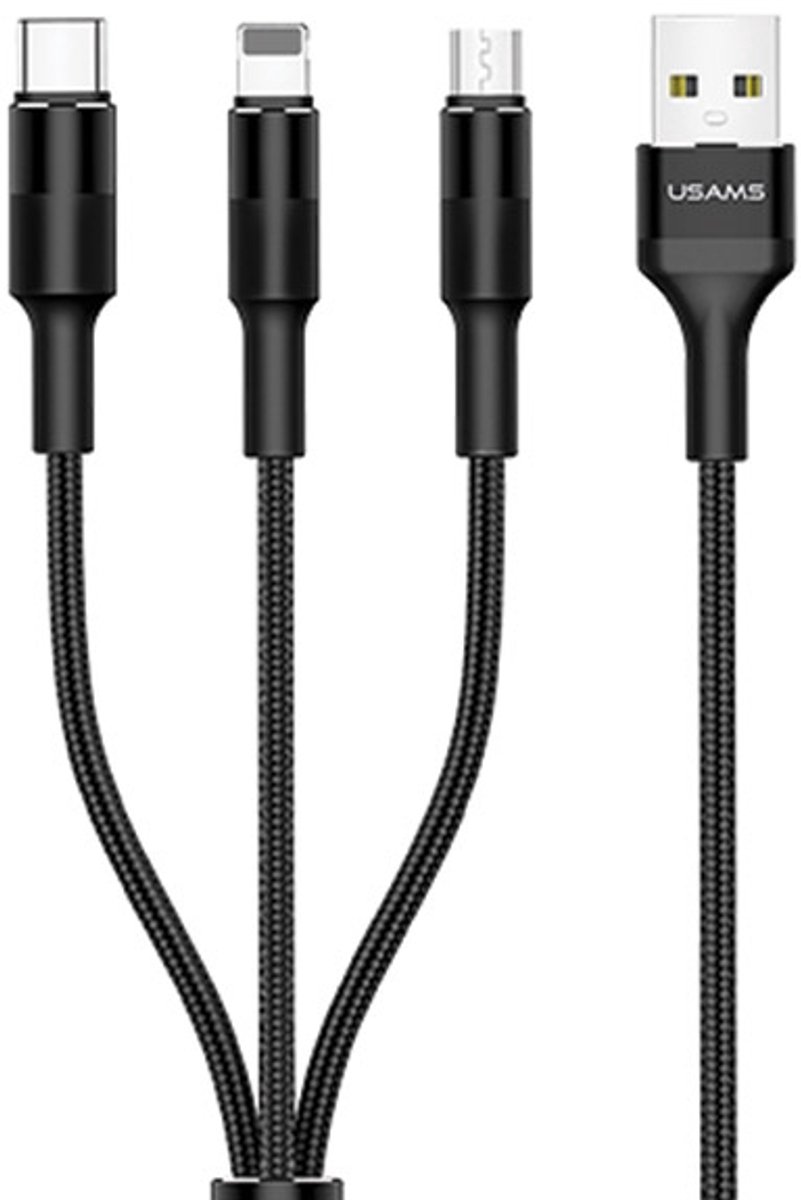 USAMS U5 Serie - 3-in-1 Gevlochten Kabel - 1,5m - USB-C - Snelladen