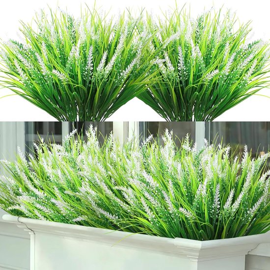 Kunstlavendel bundels - Nep planten - Balkon decoratie - Weerbestendig materiaal - 8 bundels - Wit