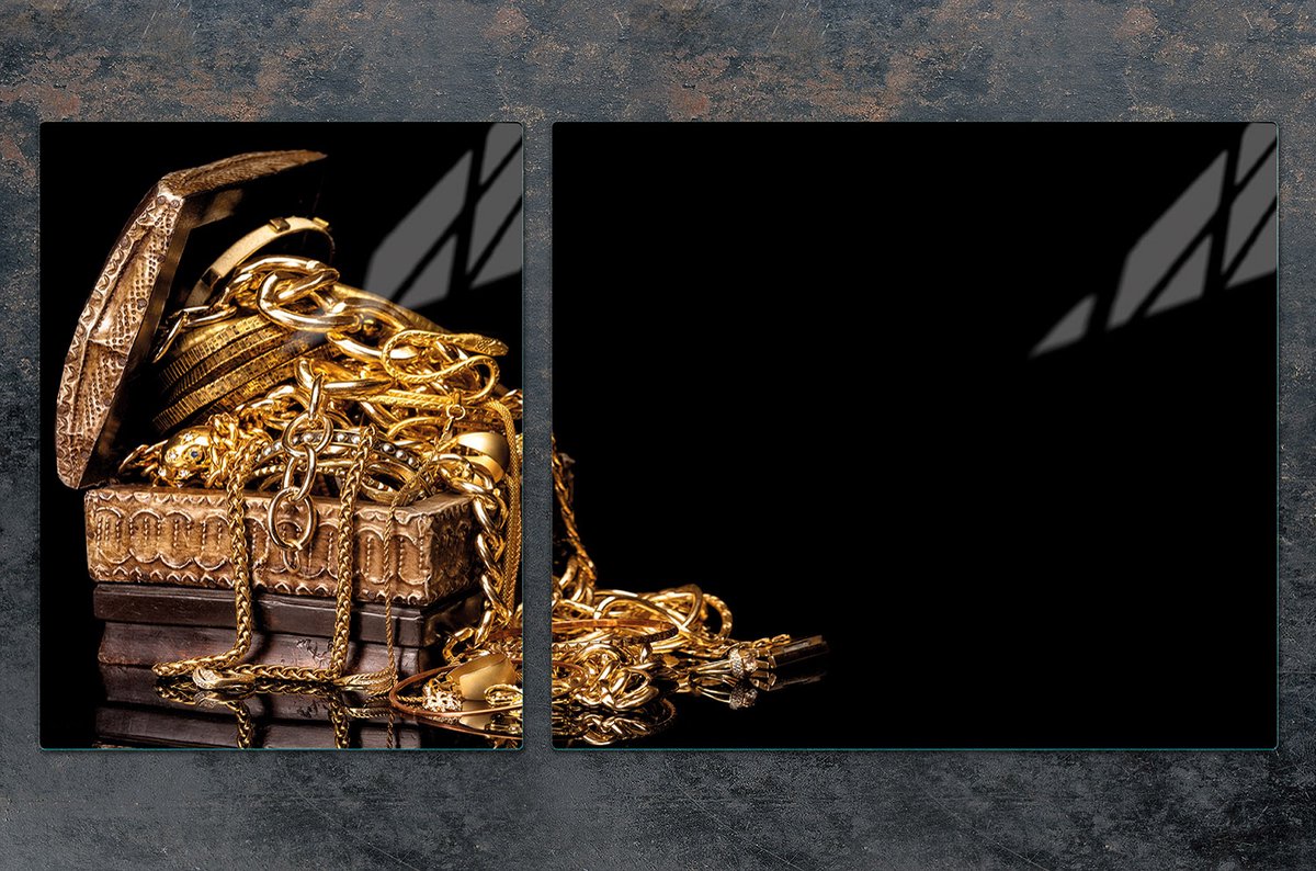 TMK ArtDeko Serie - Snijplank - 100x52cm - Zwart - Elegante Gouden Print