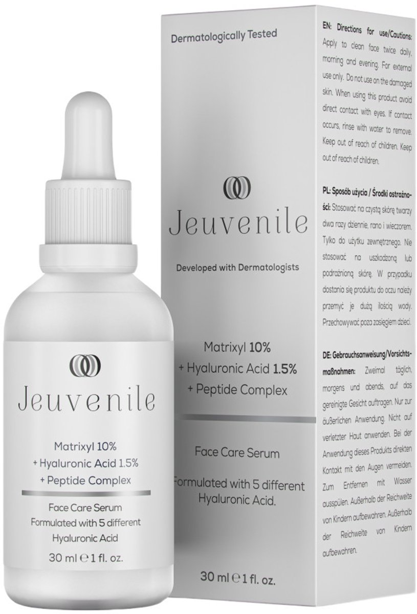 Jeuvenile Matrixyl Gezichtsverzorgingsserum, Anti-aging, Rimpelvermindering, Hydraterend, voor Een Gladdere Huid, Geschikt voor Alle Huidtypes, 50 ml