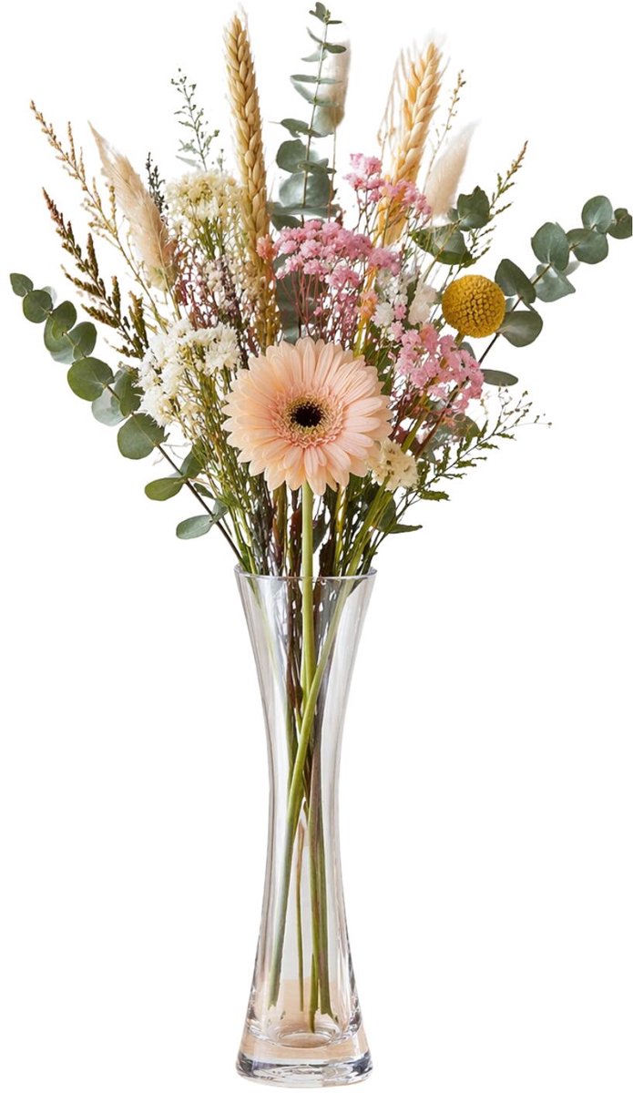 Atmosphera Bloemenvaas Soliflore - glas - 30 cm - zandloper - boeketvaas - slanke conische vaas Transparant