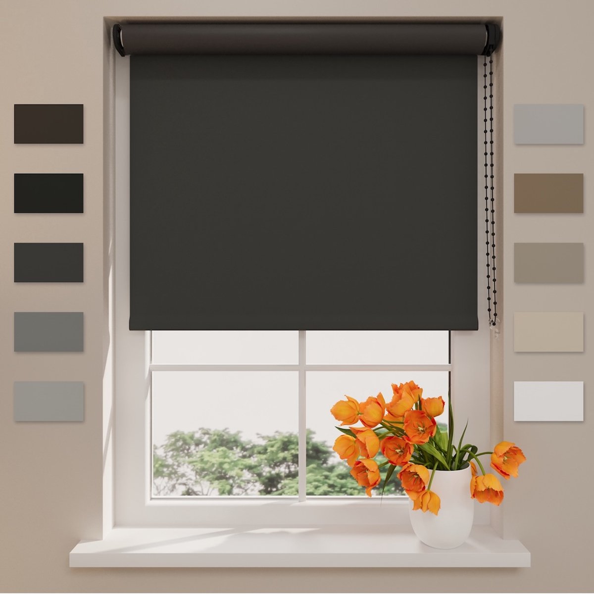 DTCH® Rolgordijn Verduisterend - Easy Match - Donker Grijs - 180 x 190 cm - Rolgordijn zon