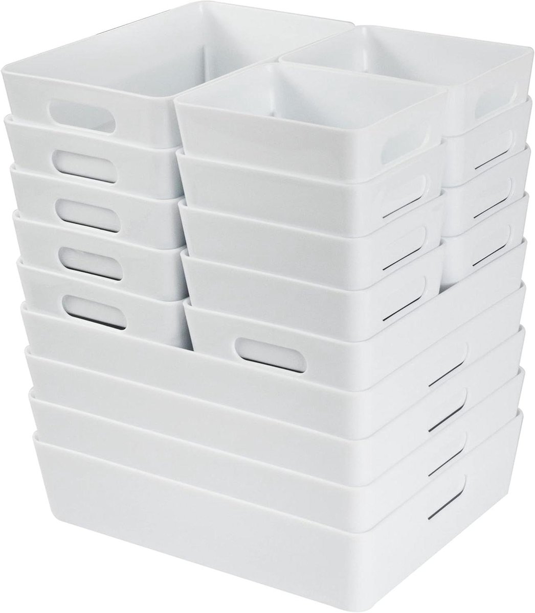 Laden Opbergsysteem - Opbergdozen Wit - Lades Ordenen - In 3 Maten - 6 cm Hoog - Wit