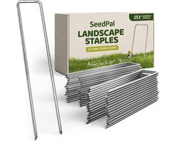 SeedPal Grondankers/Haringen Anti Roest - 25 Stuks - Roestvrije & Verzinkte Bodemankers Voor Bevestiging - 150 mm x 30 mm x Ø3 mm - Aardnagels/Bodemhaken Van Staal - Grondverankering/Bodembevestiging