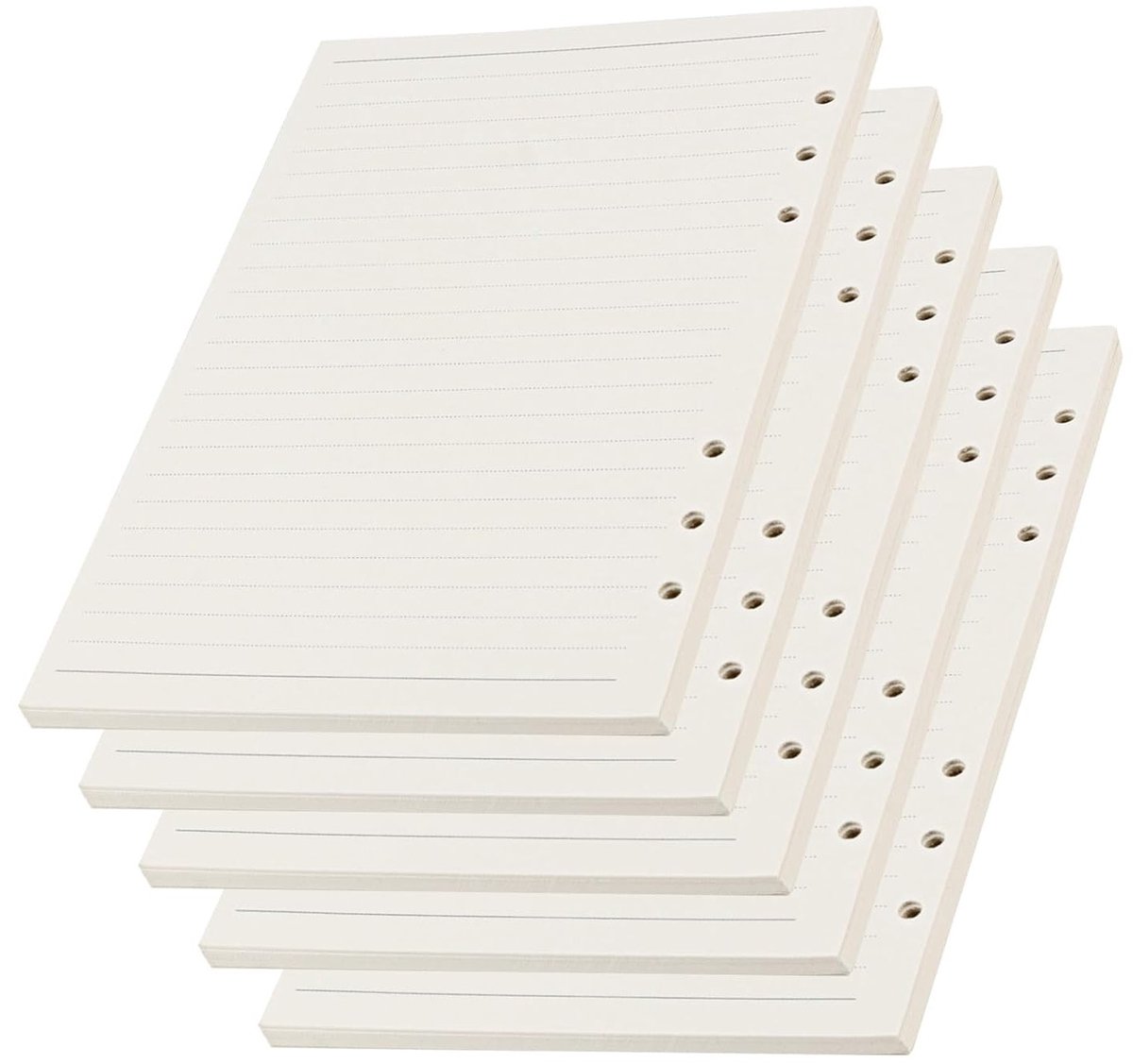 Pack van 10 navullingen voor ringbanden, 450 gelijnde vellen A5, 6 gaten, perfect voor notitieboekjes en schoolgebruik