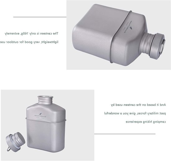 Titanium Kookset voor Kamperen - 1100ml Waterfles, Sterke Koffiepot en Borden voor Buitenactiviteiten — afbeelding 3